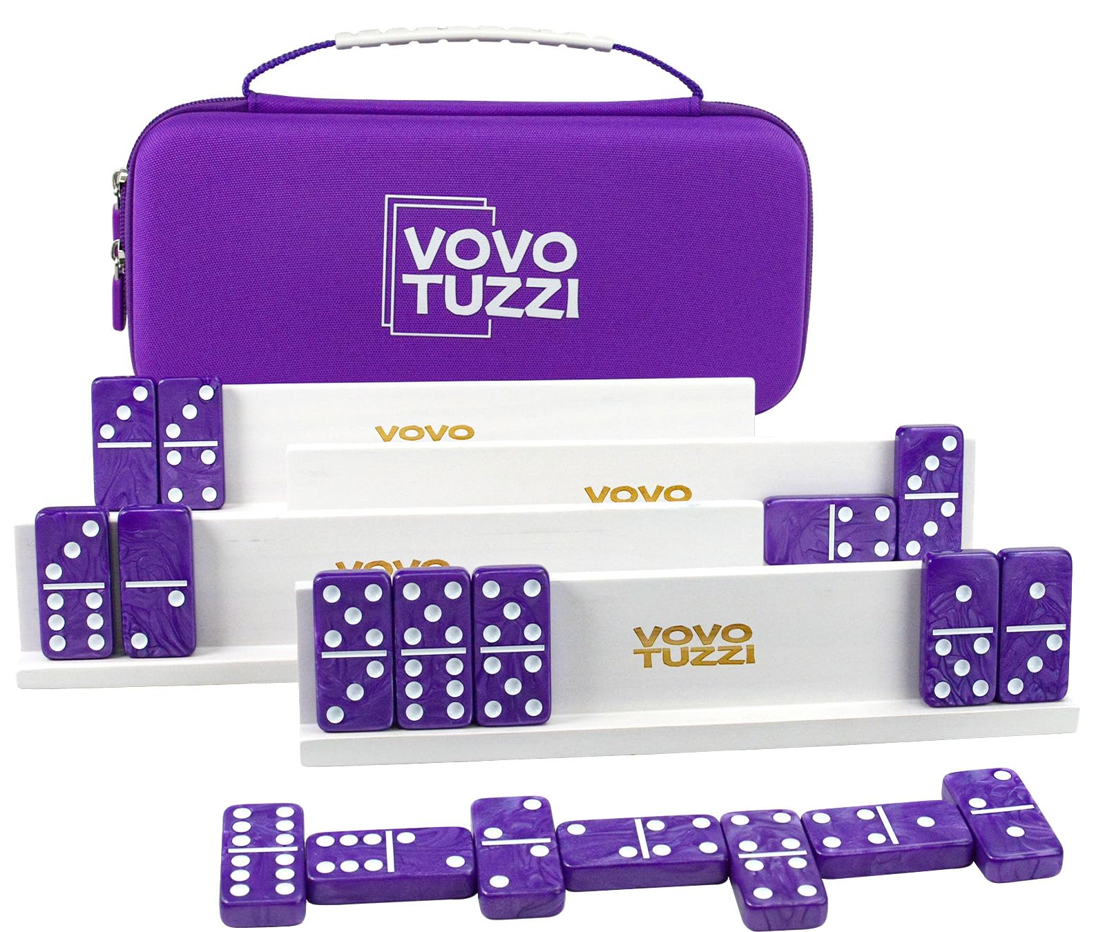 Vovotuzzi Dominos Set for Adults, Double 6 Dominoes Set with 4